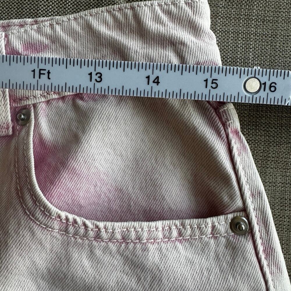 Lea & Viola Large Denim Acid Washed Pink Distressed Cotton Mini Jean Skirt - Picture 5 of 7